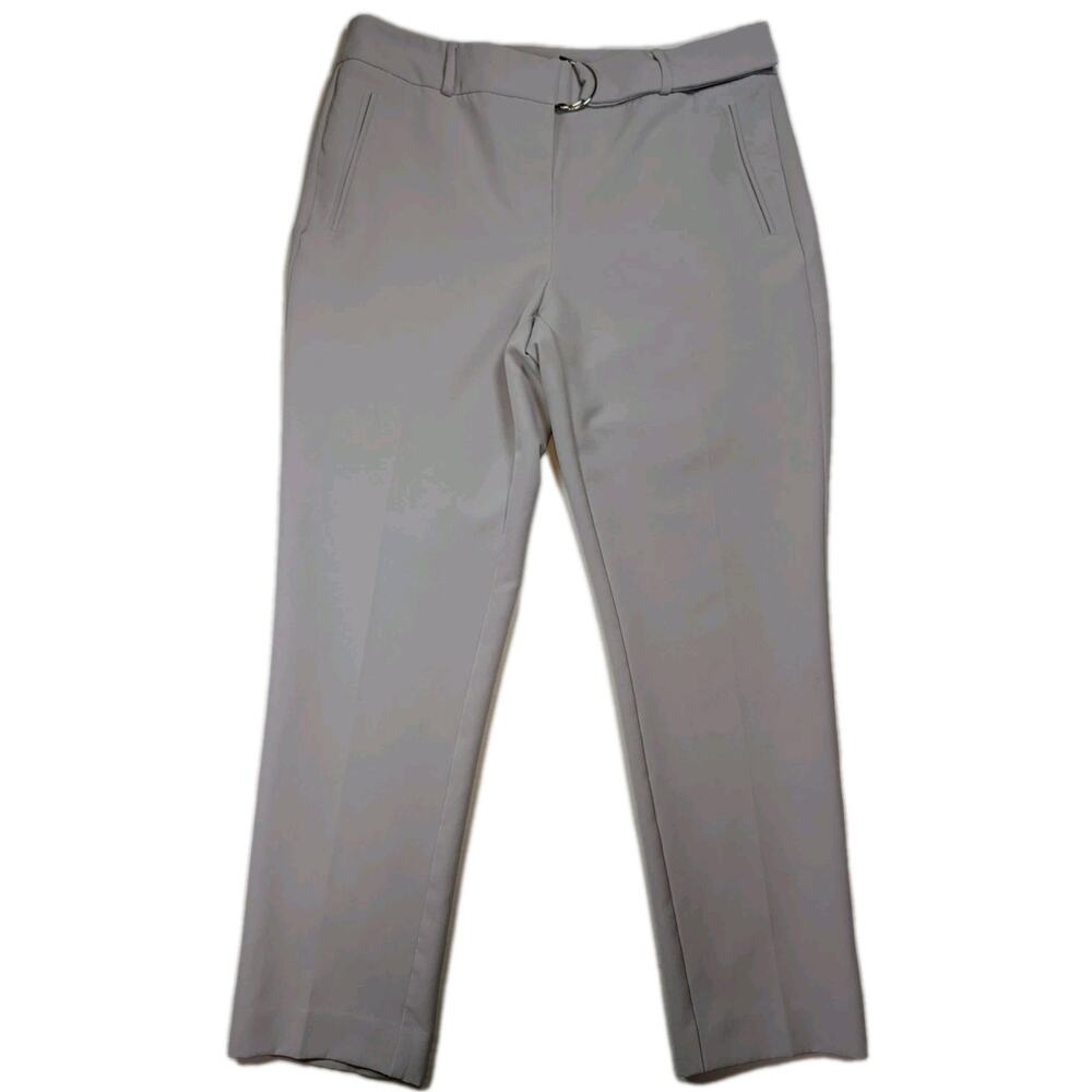 Women's Belted Dress Pants Adrianna Papell Gray Career Stretch Size 8 Luxury